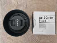 Canon EF 50 mm f/1.8 II stan BDB + filtr UV Kenko+osłona