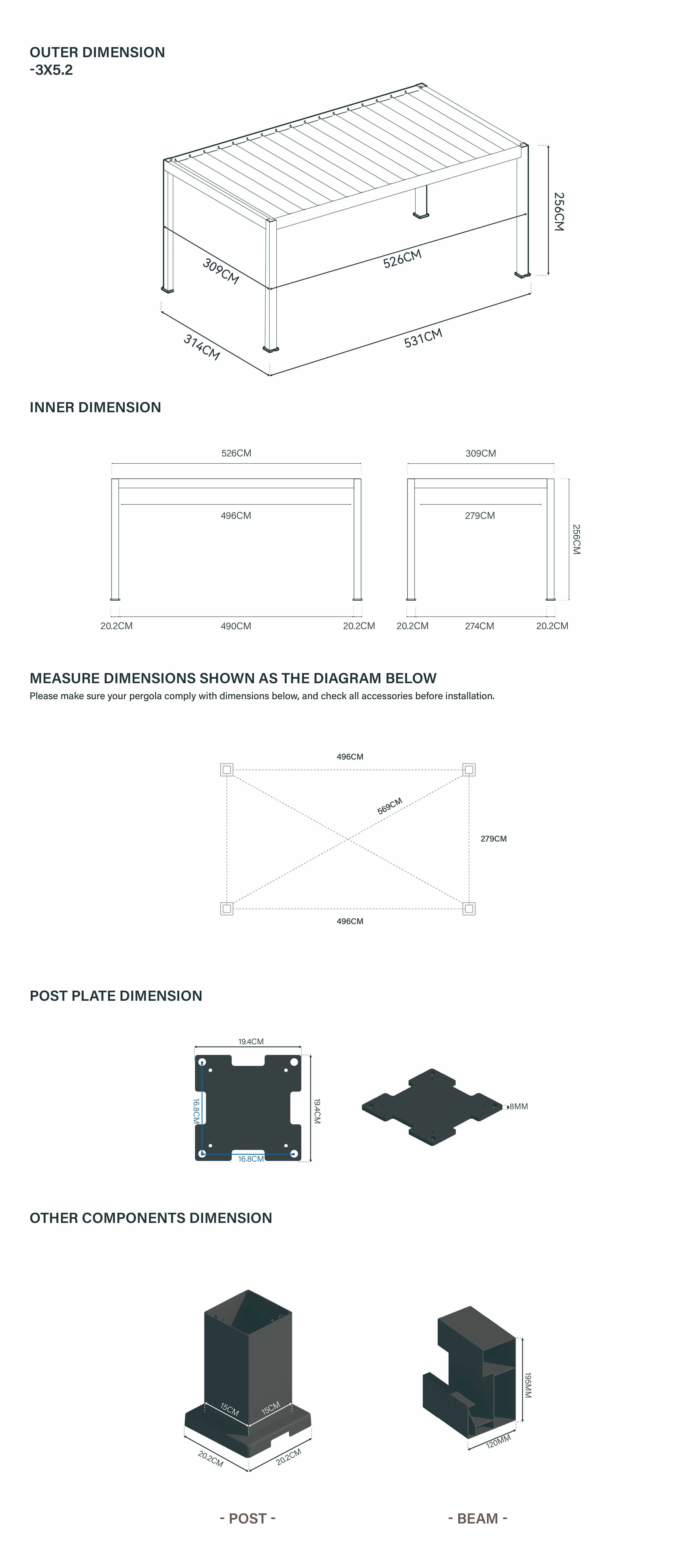 Pergola Aluminiowa Tarasowa-Carport 5,3x3m
