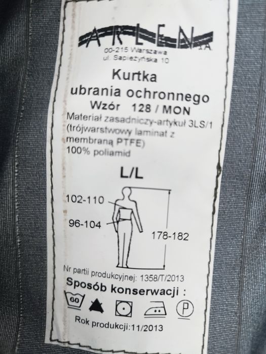 Kurtka wojskowa. Oryginał MON. Gora-tex. Rozmiar L