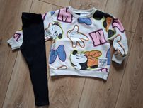 Zara 92 komplet bluza Minnie legginsy czarne miki