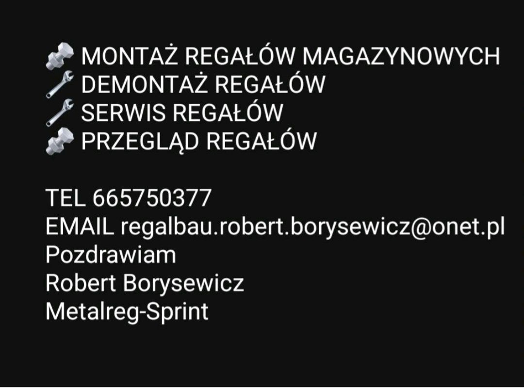 Montaż regałów magazynowych serwis regały paletowe półkowe wspornikowe