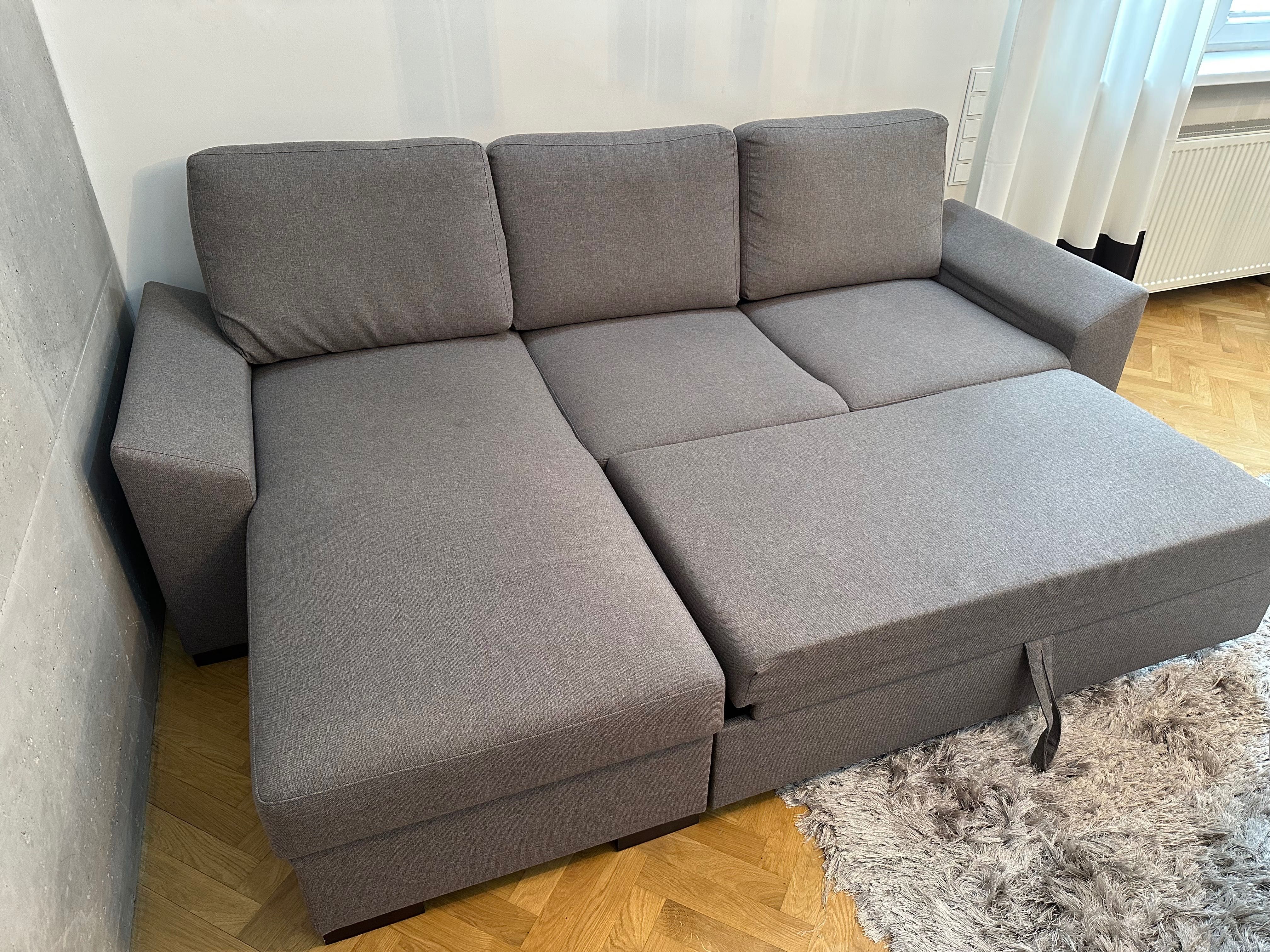 Sprzedam narożnik z funkcją spania - szary, rozkadany