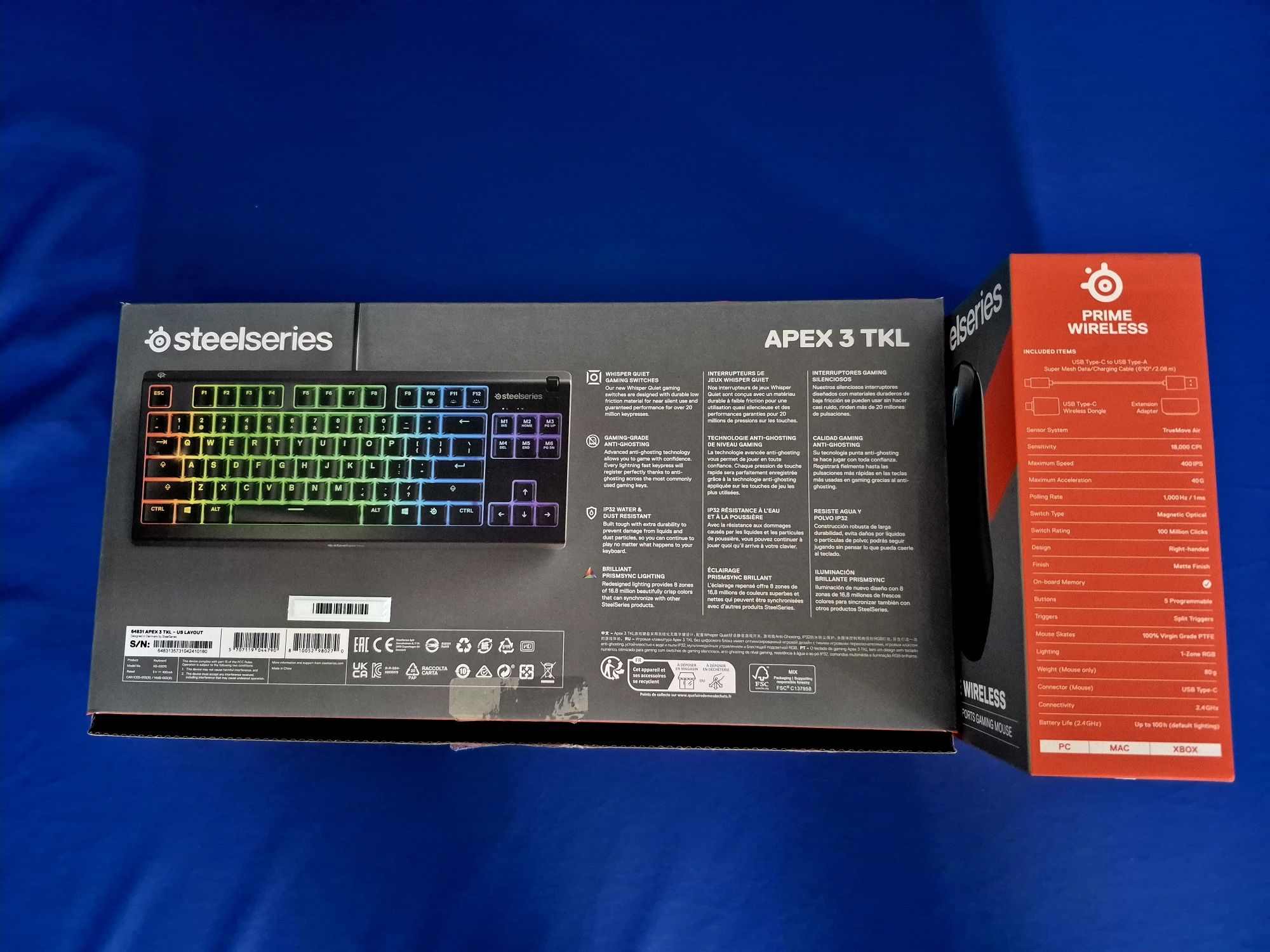 Zestaw Klawiatura Steelseries Apex 3 Tkl+Myszka Prime Wireless Zamiana