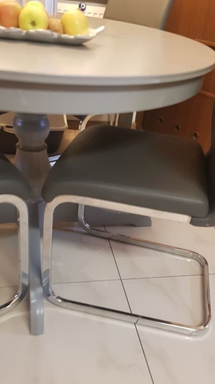 Krzesła 4x fotele ekoskóra na płozach bujane chrom 1/2ceny tanio dowóz