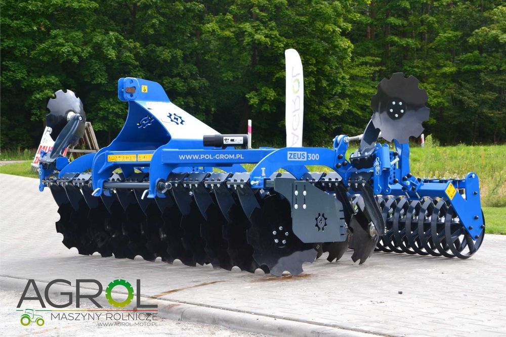 Brona talerzowa agregat Polgrom Zeus 3m talerz 560 wał daszkowy rura