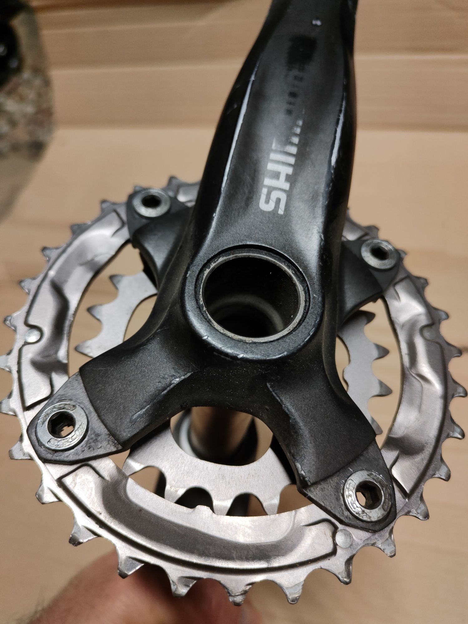 Korba Shimano FC-M542 175mm, przerobiona na 2x, hollowtech