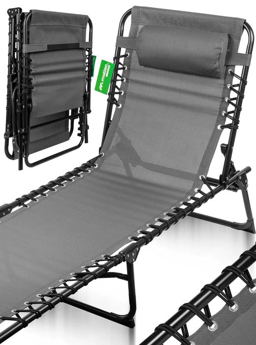 Розкладний садовий шезлонг, лежак Beach Chair Oasis сірий