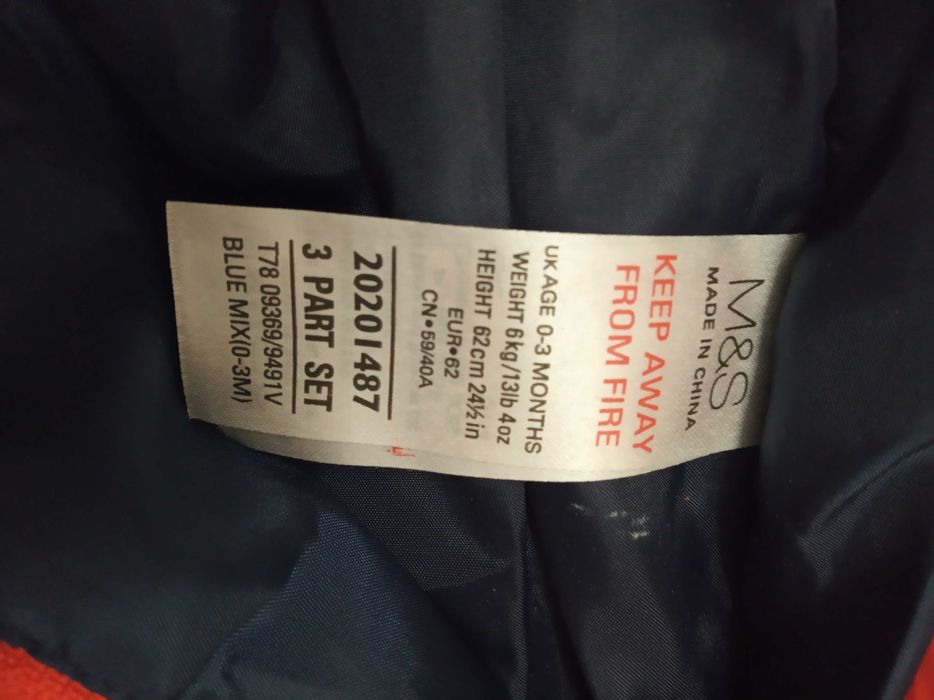 Комбінезон на новонародженого від 0-3 міс., 62 см., новий