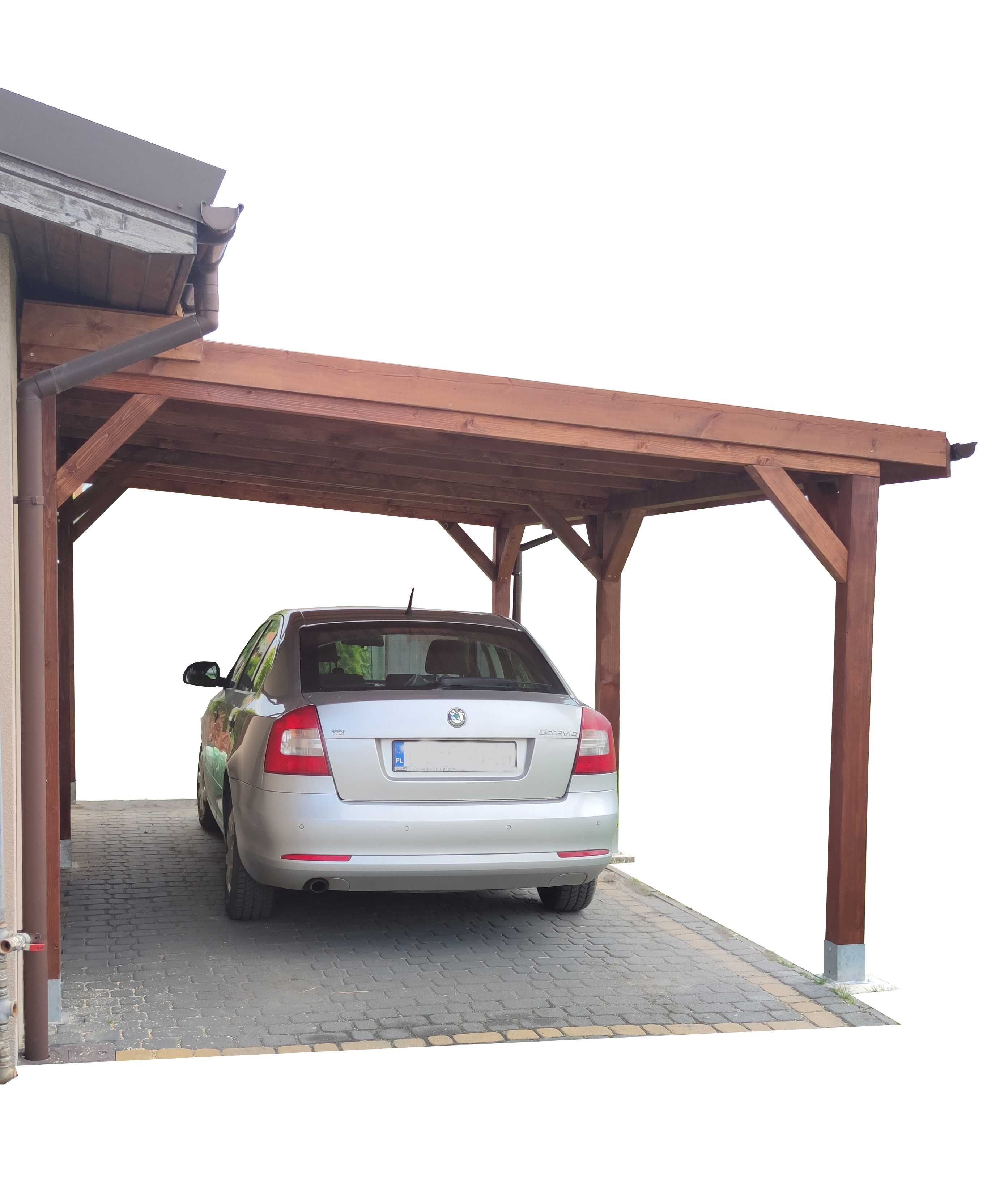 Wiata drewniana samochodowa - carport 1 wym 6x3m