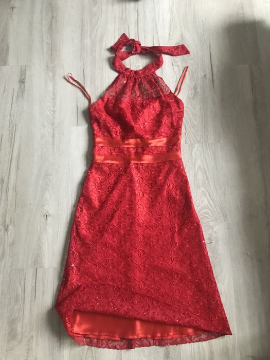 sukienka aksamitna podszewka  czerwona/malinowa/burgundowa r. XS