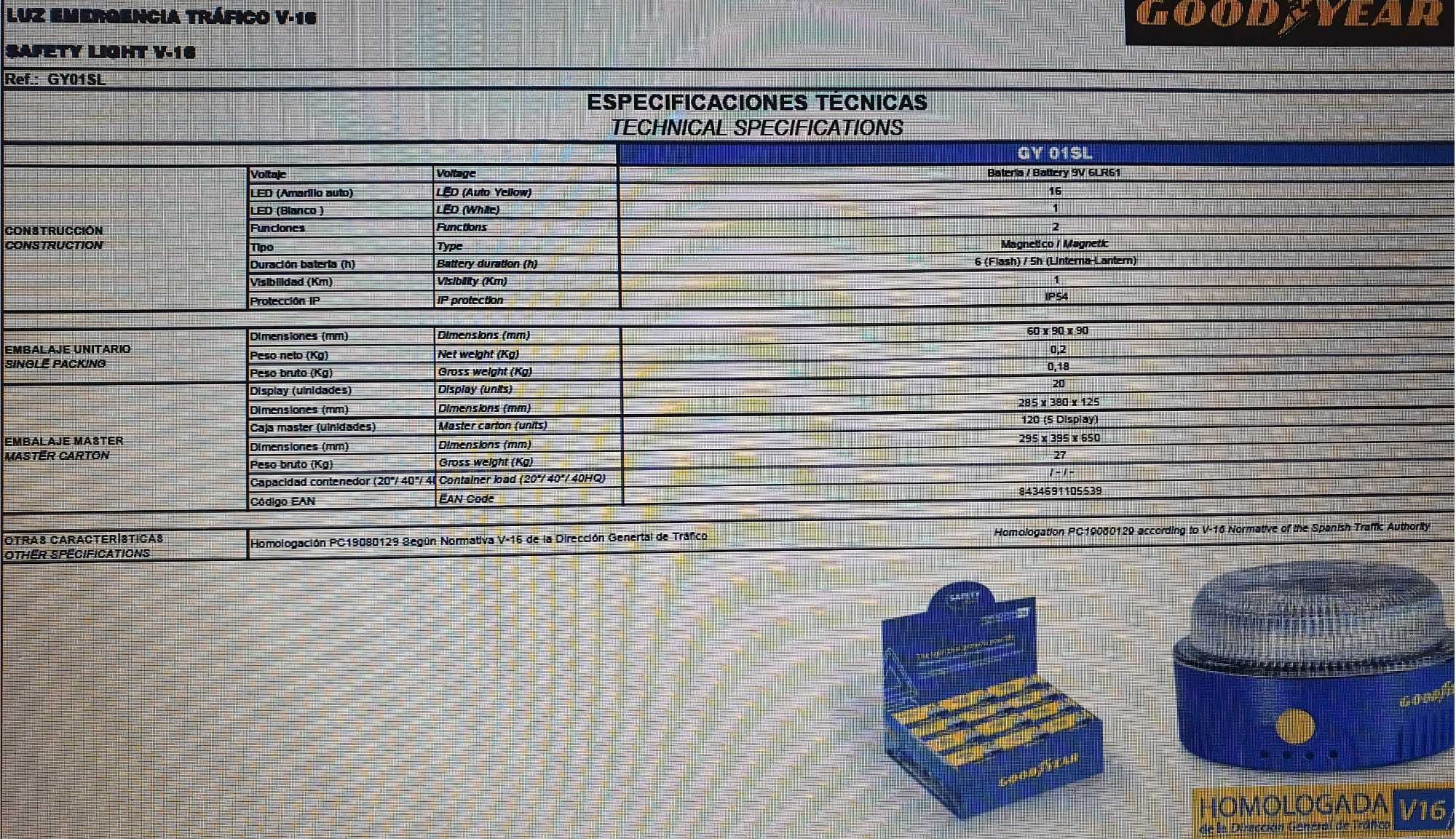 Luz Emergência Acidente/Avaria V-16 Goodyear