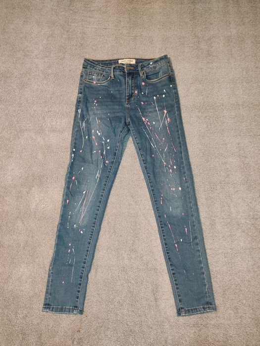 Spodnie skinny jeans rurki z farbą rozciągliwe M