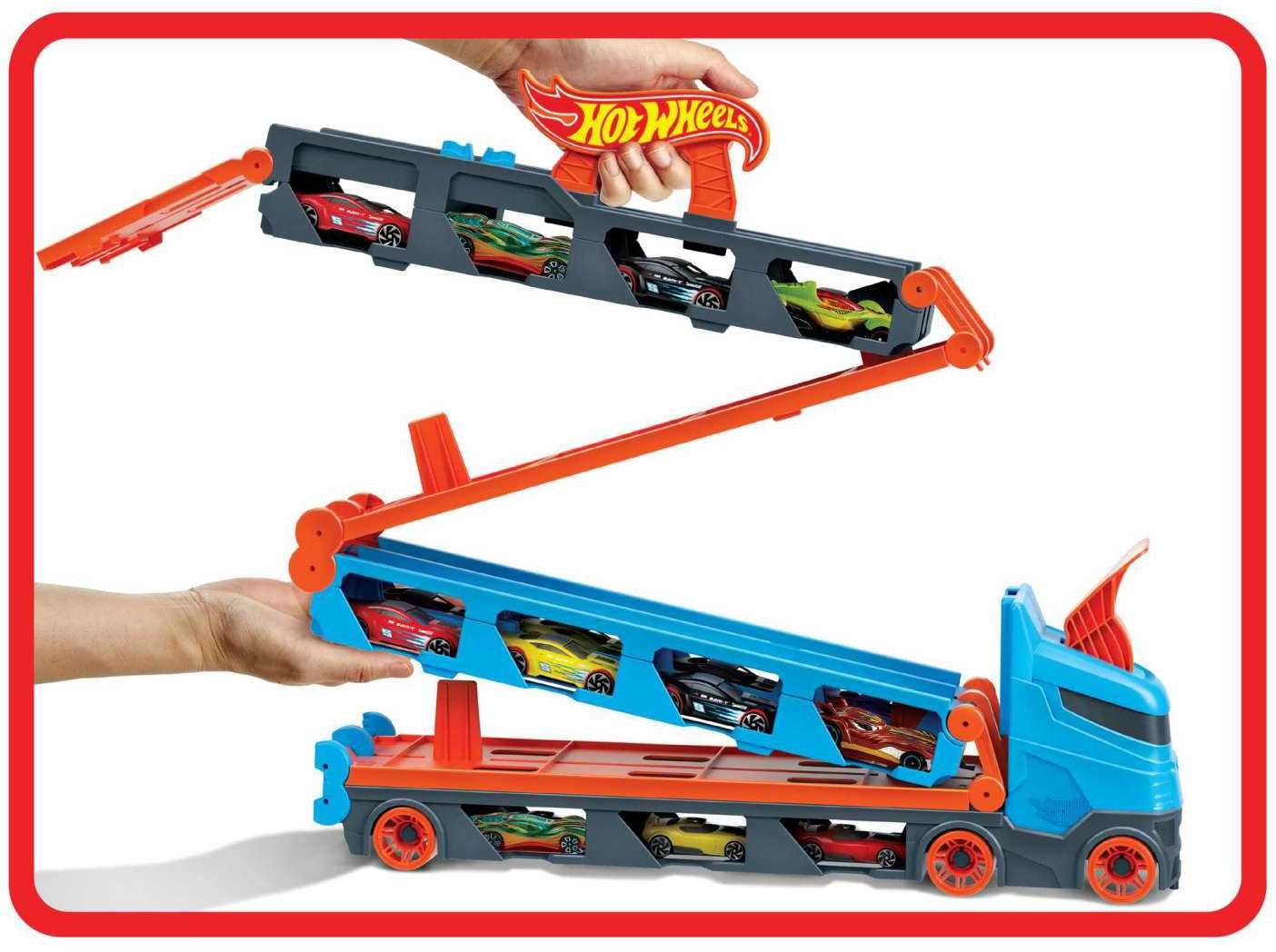 Автовоз трек Hot Wheels. Вантажівка-транспортер Хот Вілс, запускач