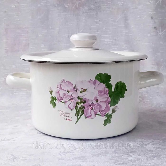 Каструля емальована Idilia (2 л), різні малюнки, НОВІ!