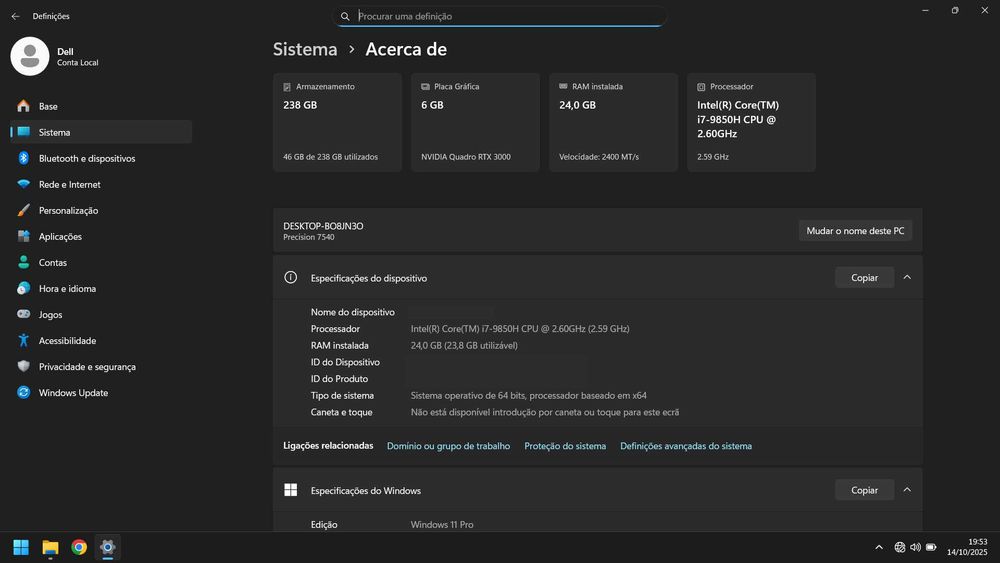 Portátil Dell Precision 7540