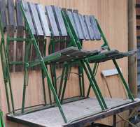 Krzesełka ogrodowe 4 sztuki RETRO VINTAGE metalowe drewniane