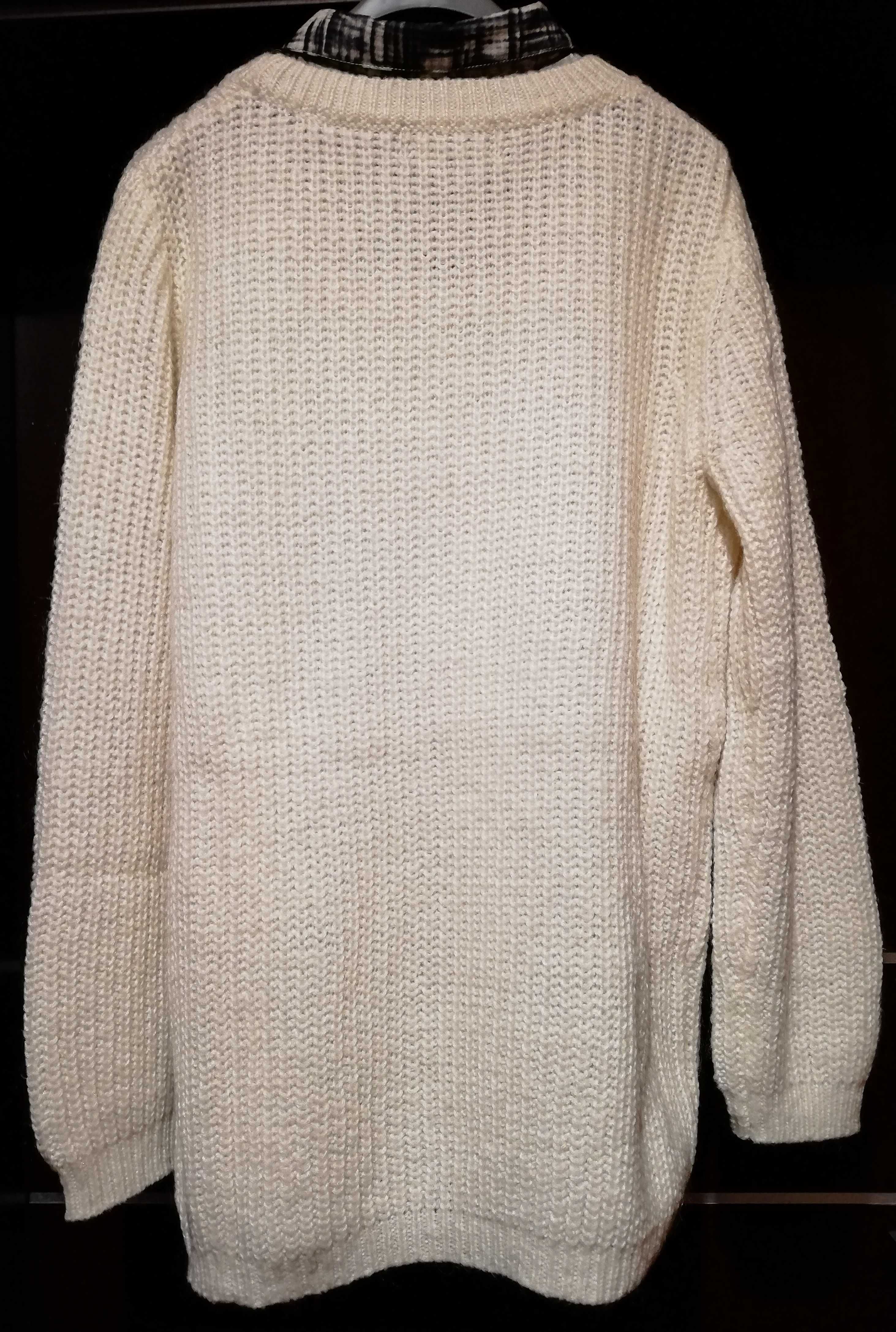 ładny sweter z kołnierzykiem dłuższy 40 / L długi sweterek na wysoką