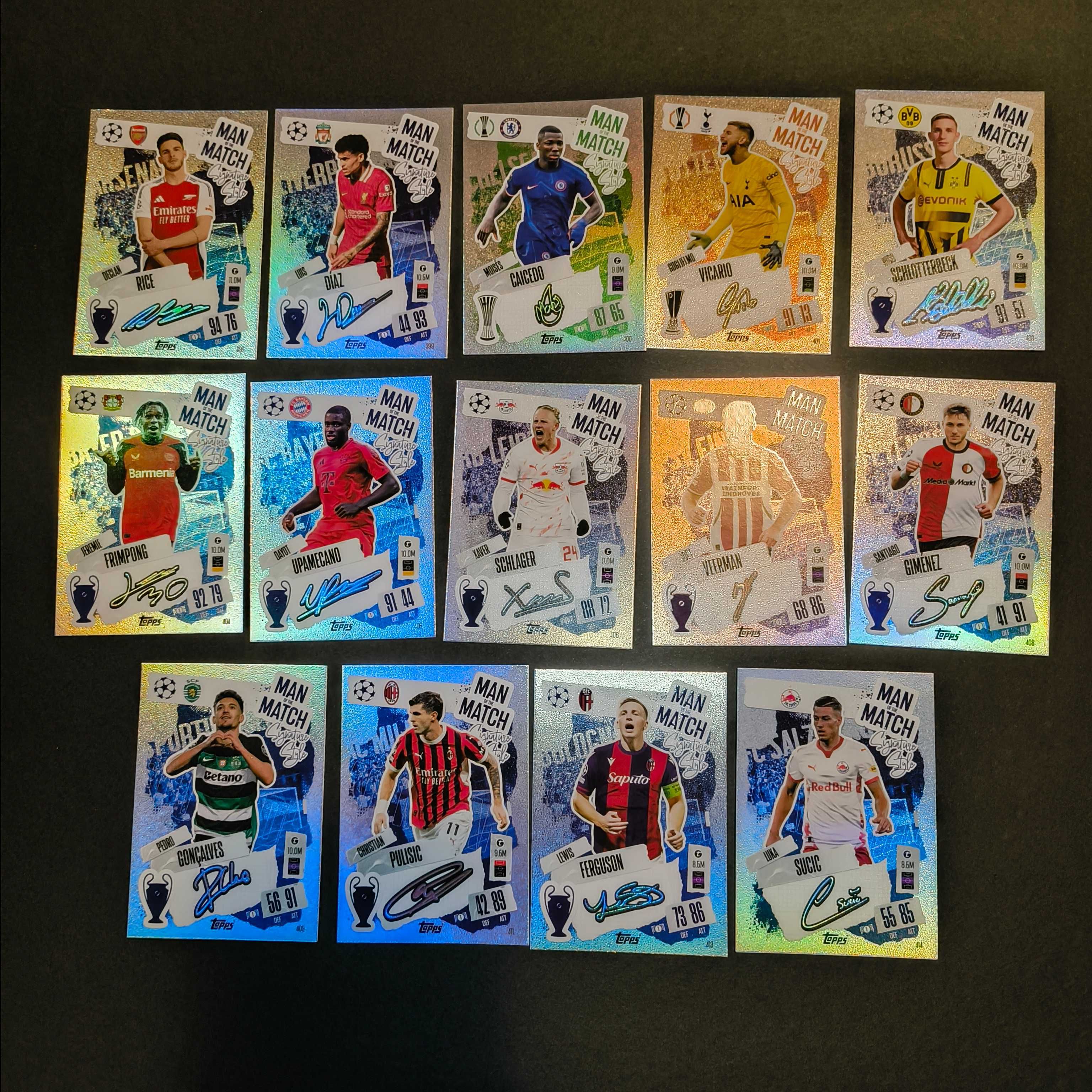 14 Cartas Man Of The Match Topps 24/25