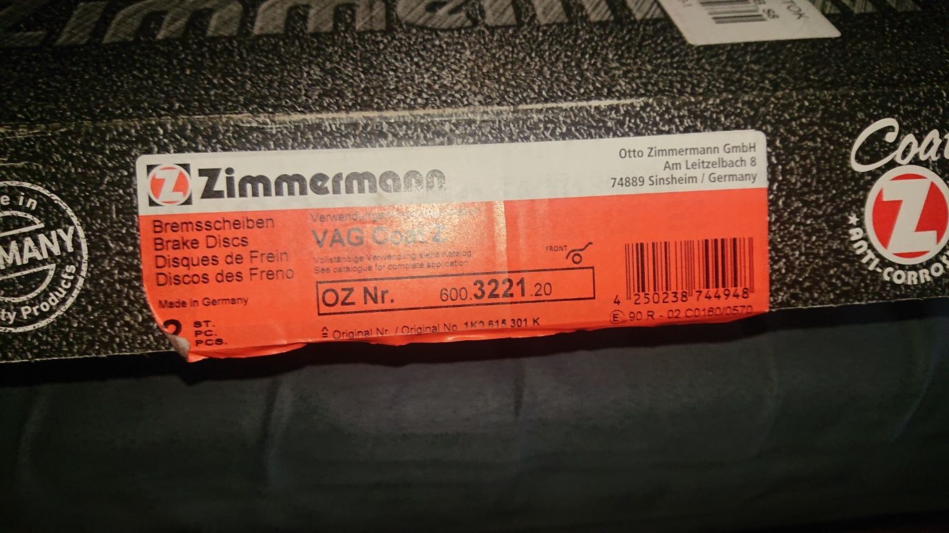 Zimerman 288 mm tarcze przod seat vw audi 2szt