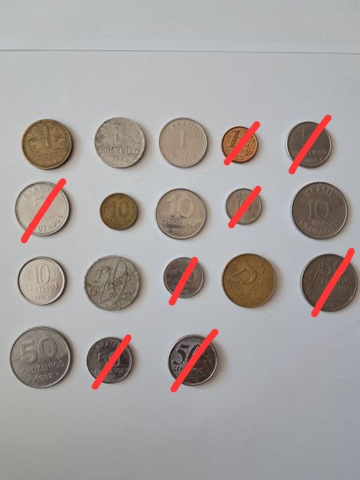 Conjunto de moedas antigas - Brasil