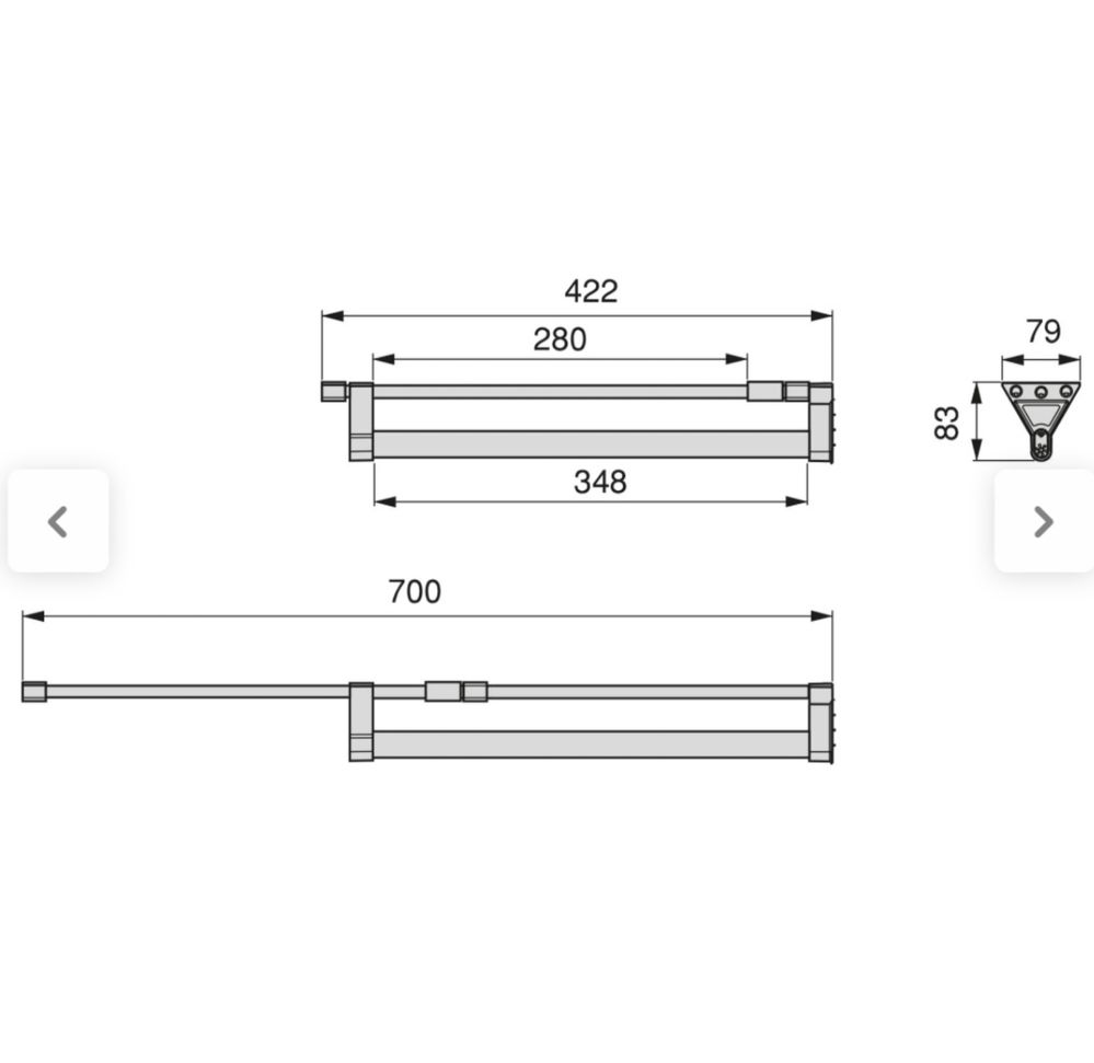 Varão Trombone Extensível 422mm