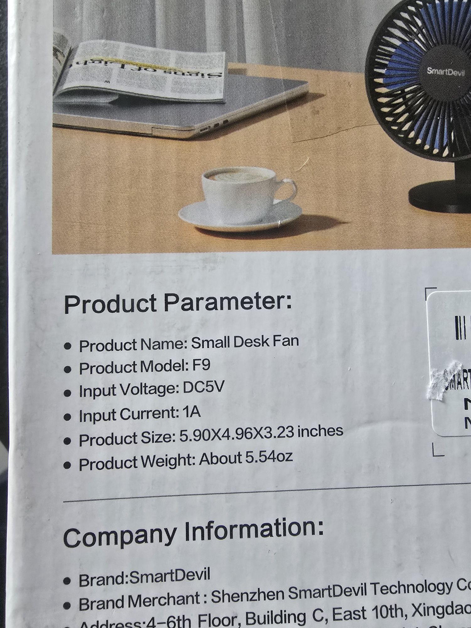 Wentylator USB SMARTDEVIL cichy biurkowy 4 prędkości przenośny stojacy