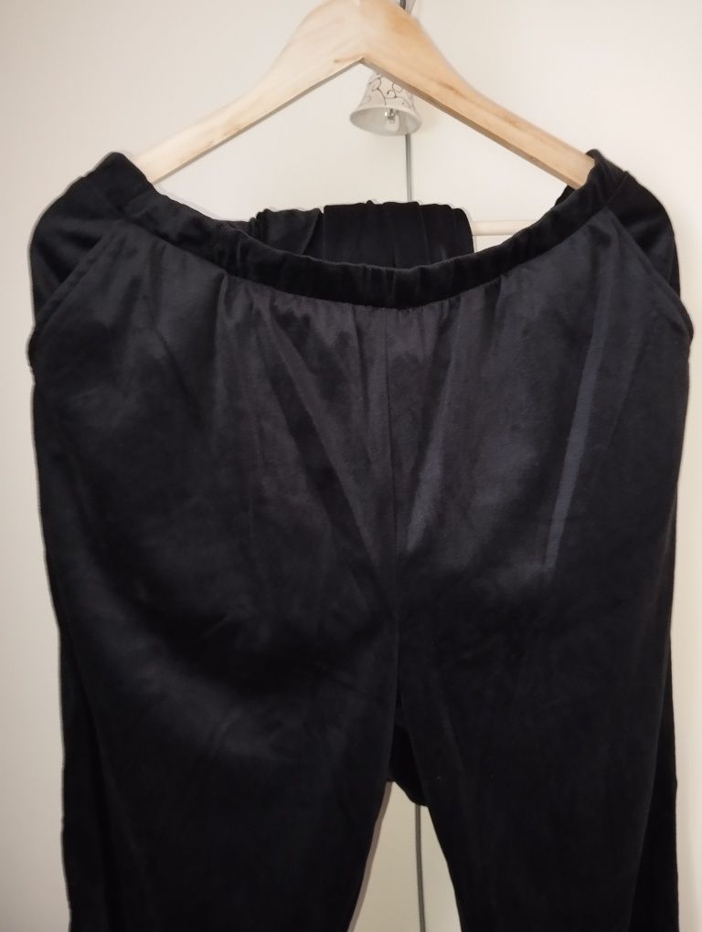Nowa elegancka welurowa czarna piżama damska zimowa 44/46 XXL 3XL