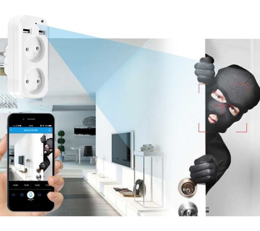 Mini Ukryta Kamera Rozgałęźnik Adapter Ładowarka FULL HD Wifi