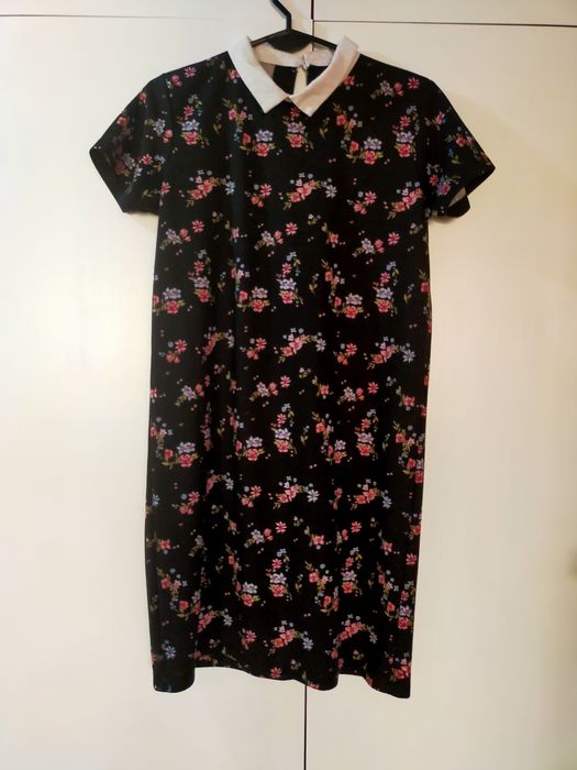 Sukienka 38 House z kołnierzykiem pensjonarka kwiatki