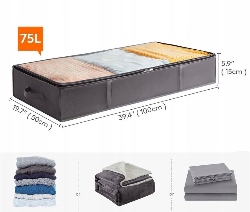 lifewit pojemniki do przechowywania pod łóżkiem 4 sztuki 75l