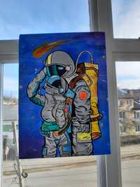 Картина інтерєрна Любовь в космосе,Космос Космонавты 70 на 50