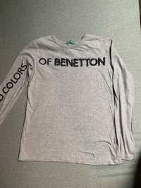 Benetton Szara bluzka z cekinowym napisem