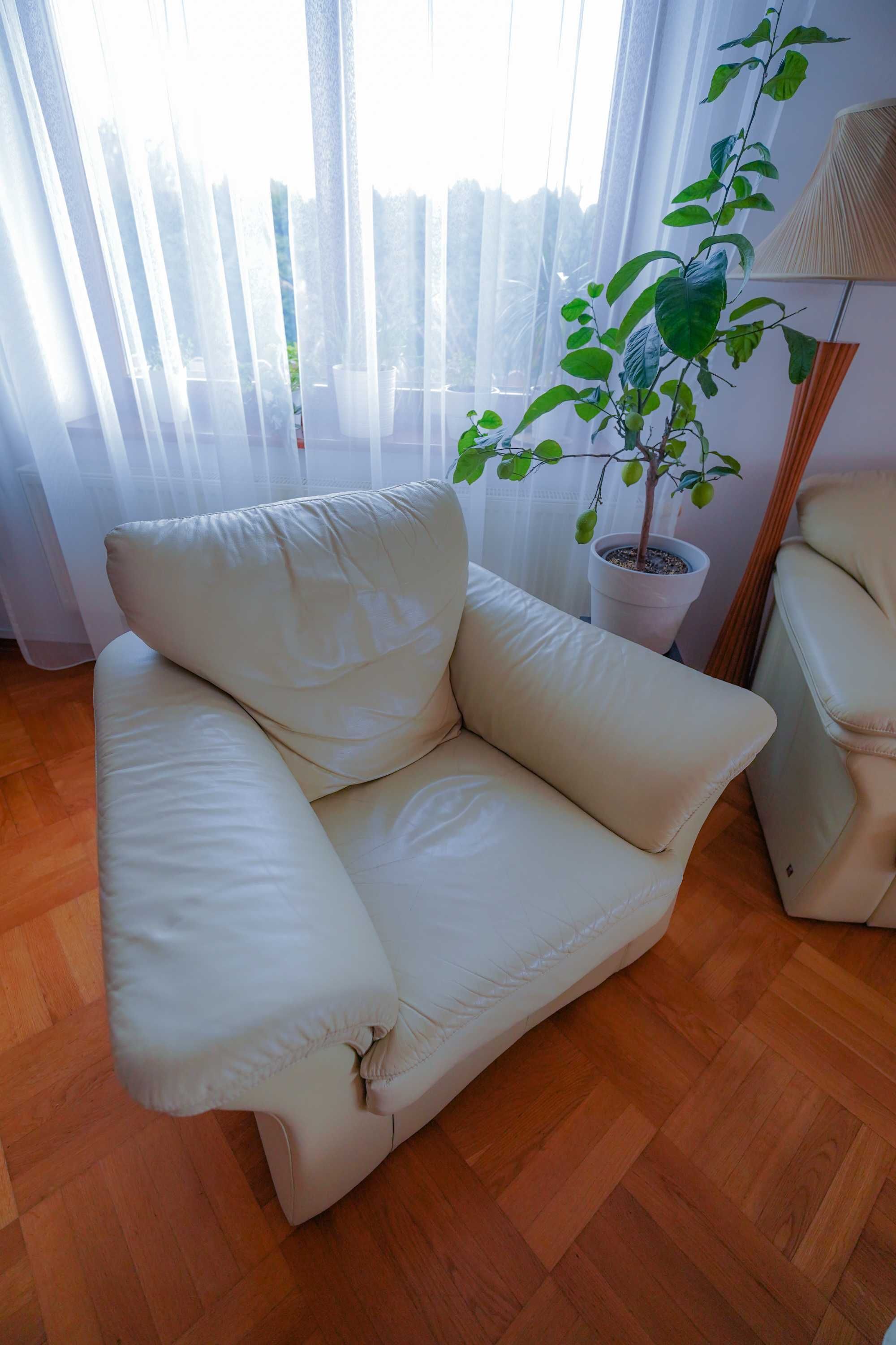 Kler skórzane fotele, sofa, ława