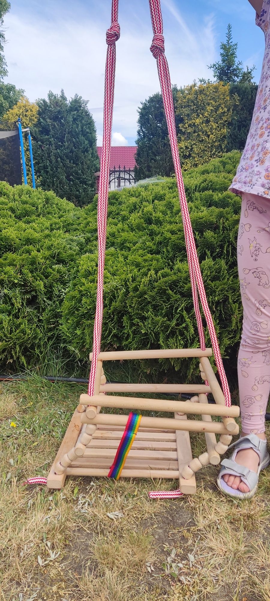 Huśtawka drewniana dla dziecka chłopca dziewczynki