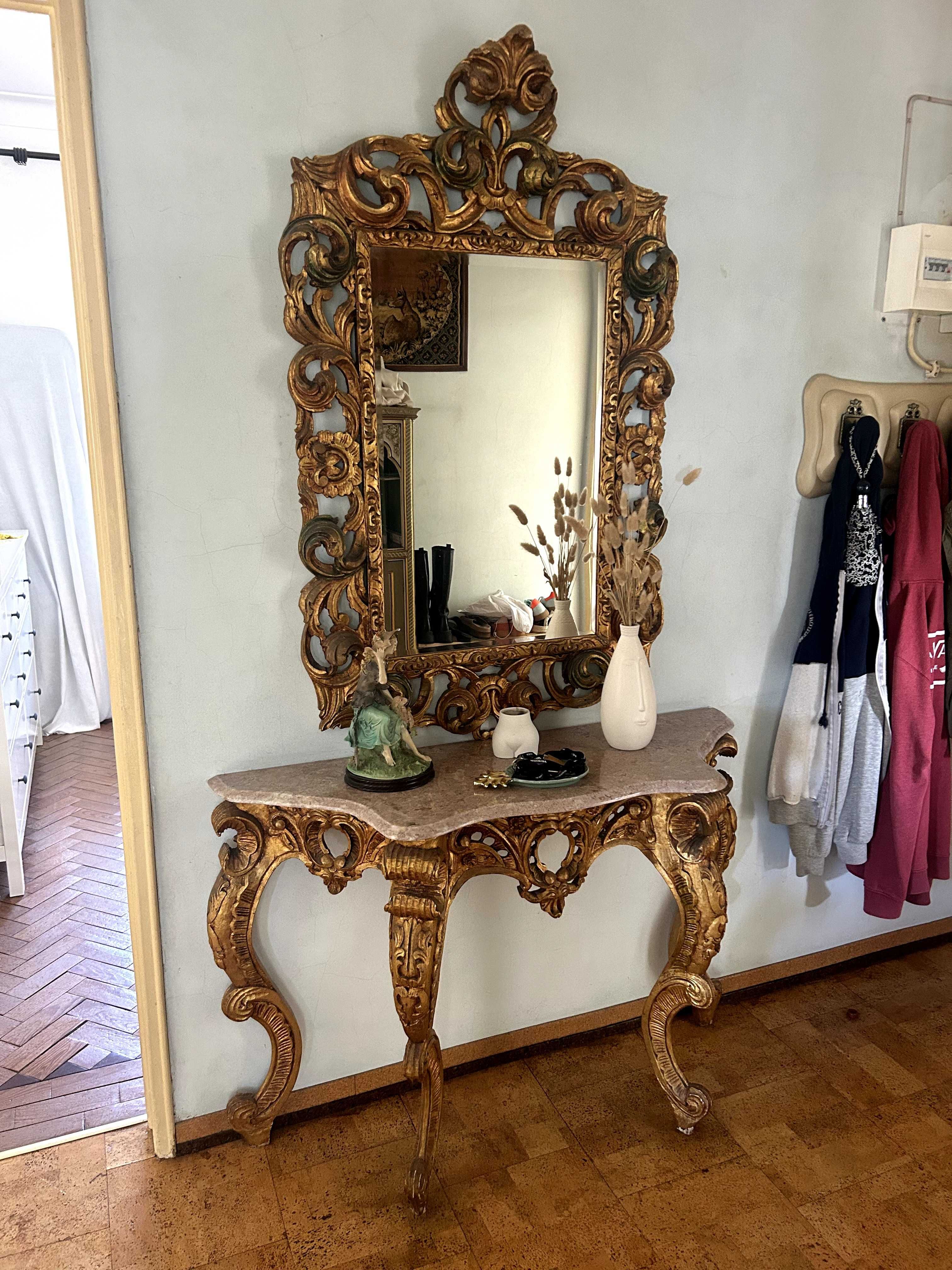 Conjunto espelho e mesa Vintage