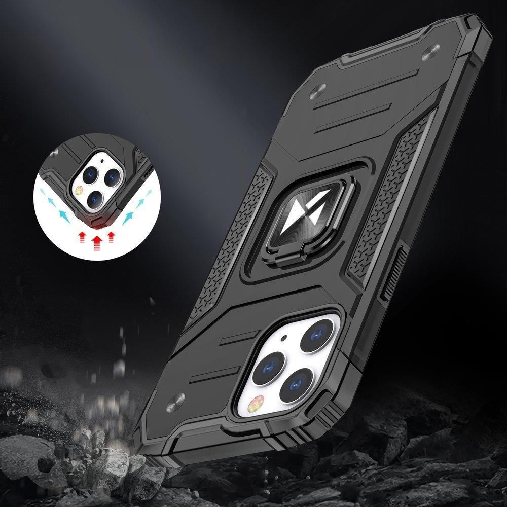 pokrowiec + magnetyczny uchwyt iphone 13 pro ring armor czarny