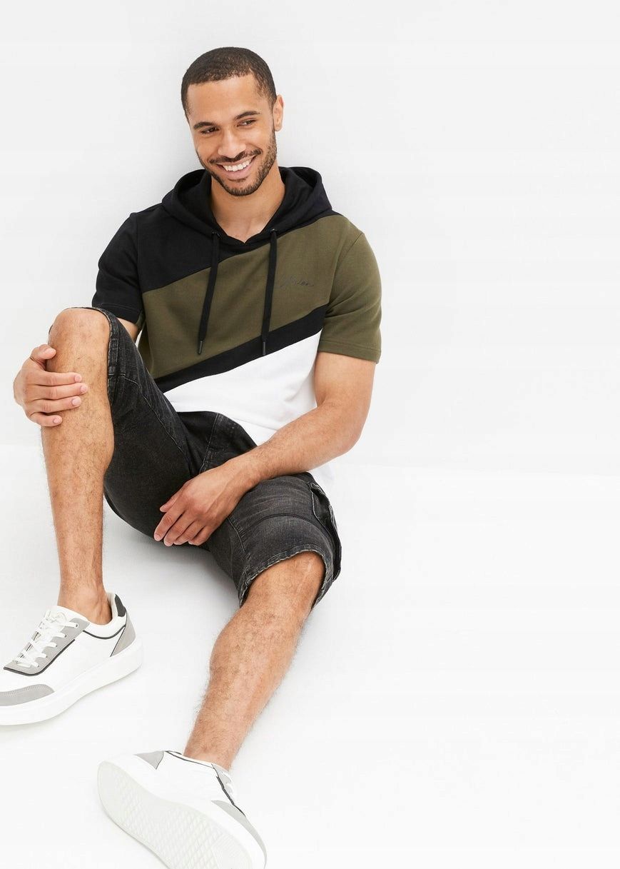 B.P.C Bluza męska z kapturem krótki rękaw bawełniana ^60/62, XXL