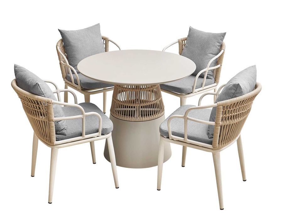 Zestaw Mebli Ogrodowych Stół 90x90x76 cm Okrągły + 4 krzesła