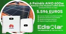 Painéis fotovoltaicos com bateria Huawei.