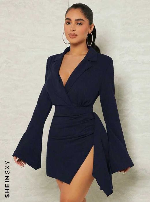 Синее вечернее мини платье Shein M S