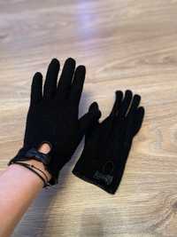 Rękawiczki damskie czarne z kokardką