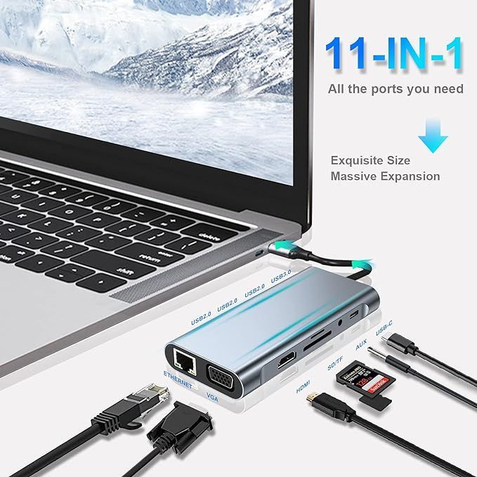 hub usb c stacja dokująca adapter 11w1