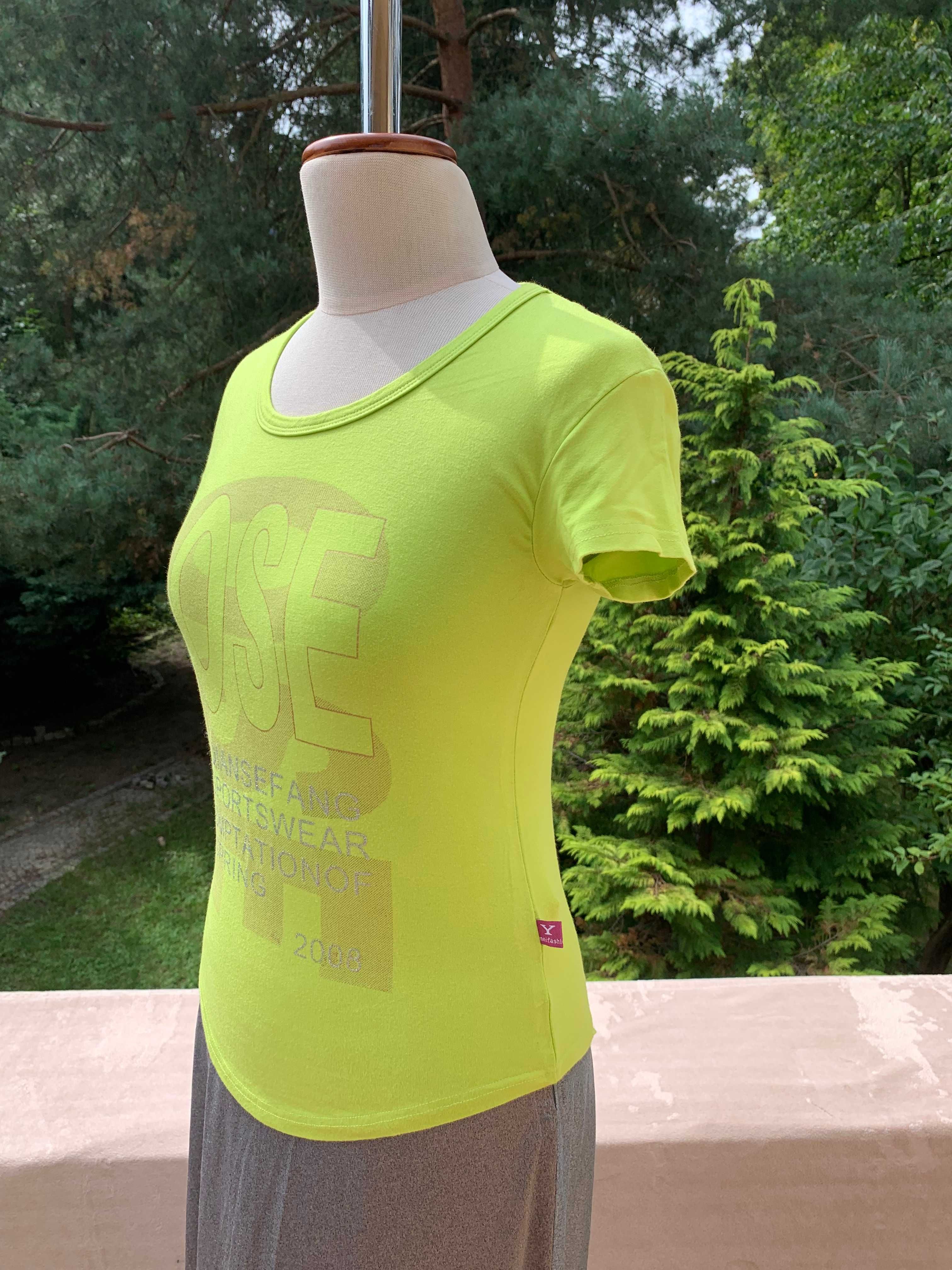 Bawełniany t-shirt z koroną na plecach i srebrnym napisem, rozm m,