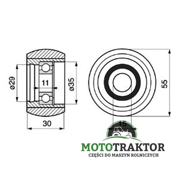 Łożysko rolkowe rolka Zgrabiarki karuzelowej Claas Liner 327,330,380,6