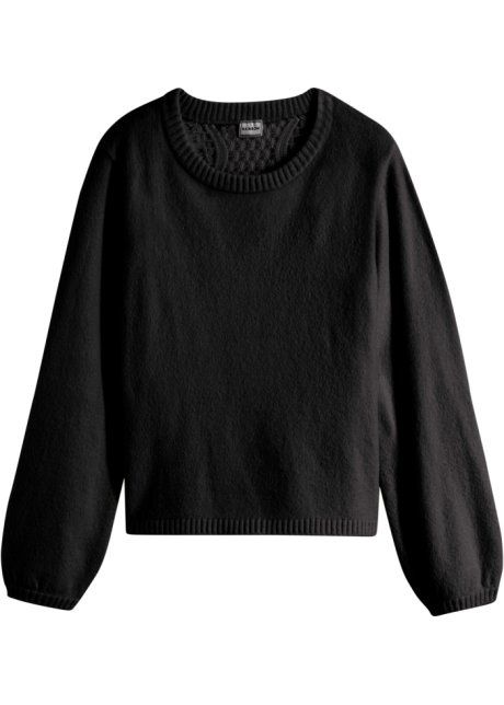 B.P.C czarny sweter z koronką na plecach r.44/46