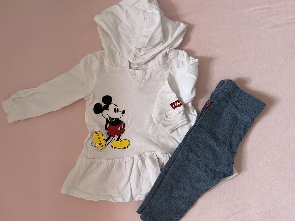 Komplet niemowlęcy bluza legginsy 74/80 LEVI’S myszka Mickey