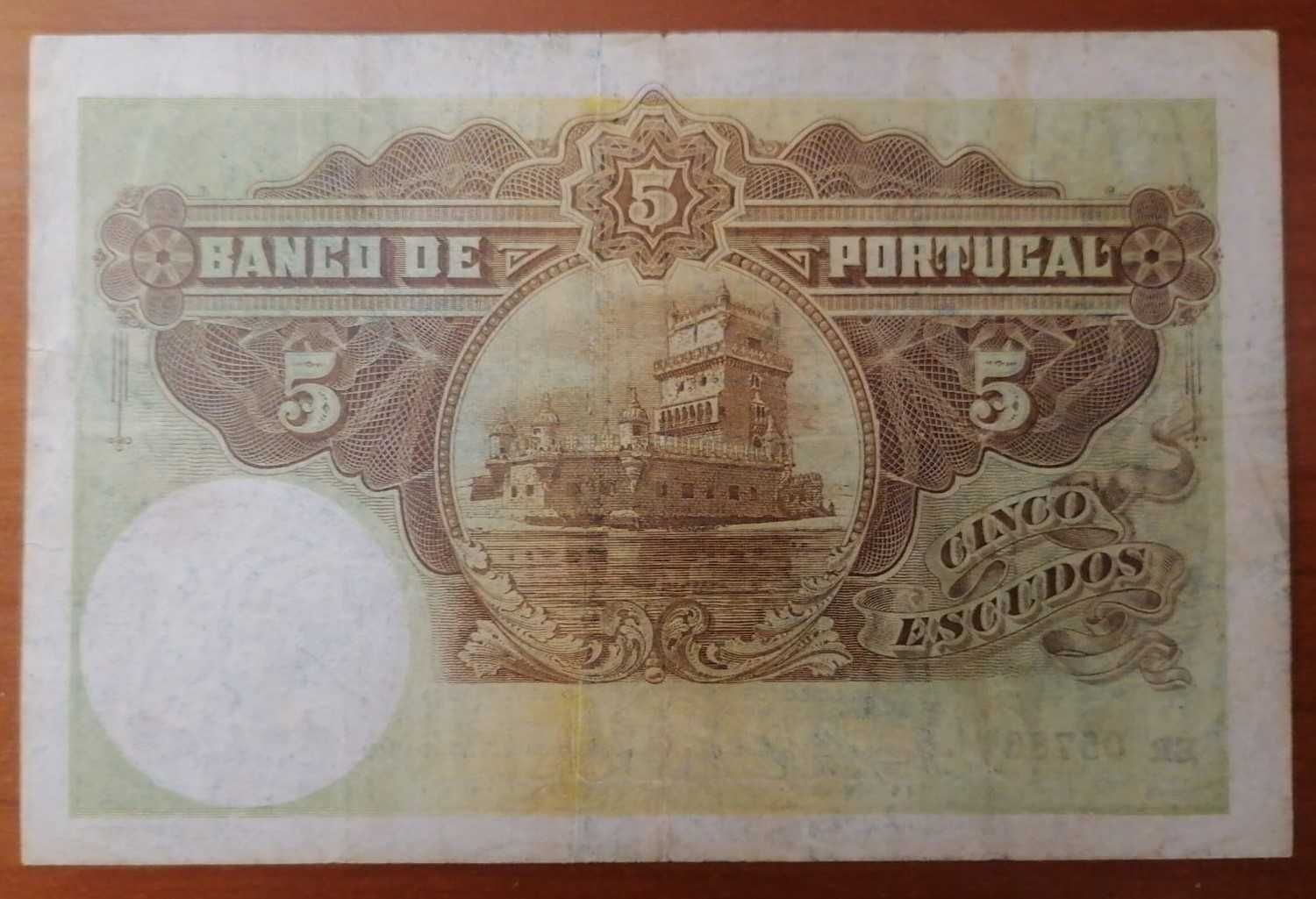 1914 - Nota 5 Escudos - Alexandre Herculano - 20 Out 1914 - Ch 1