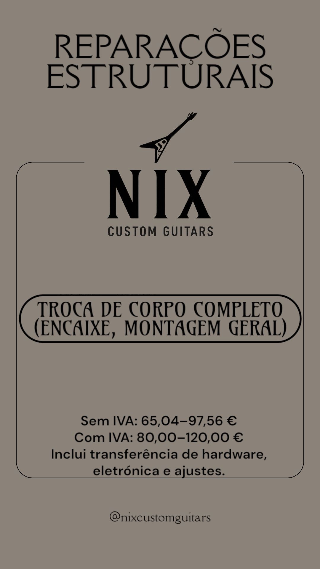 Serviços Profissionais de Luthier, Eletrónica e Setup