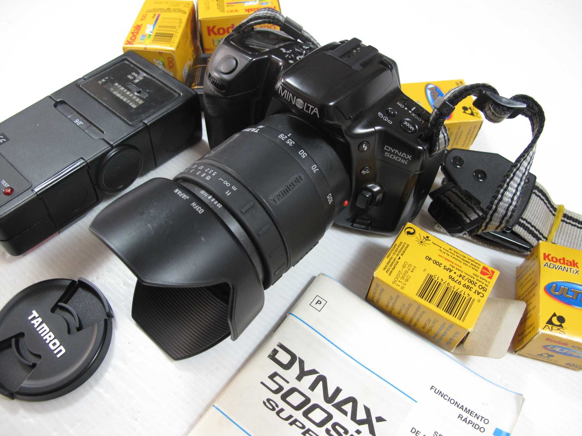 Minolta (Sony) Dinax 500si + lente +flash - Maquina de Rolo