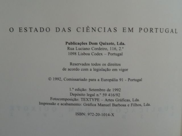 O Estado das Ciências em Portugal de José Mariano Gago - 1ª Edição